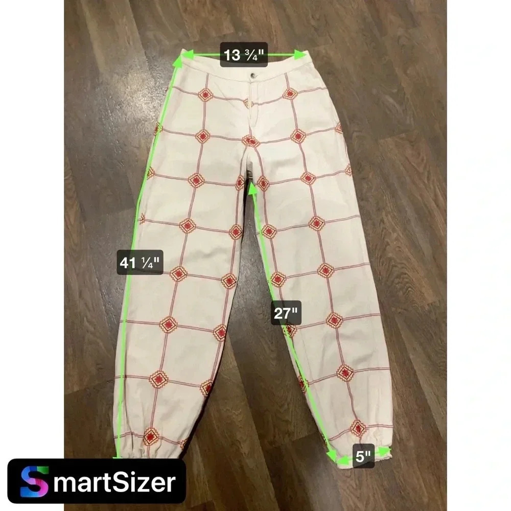 Anthropologie Seen Worn Kept Lattice Embroidered Jogger Liam Cream size Small - Picture 10 of 11